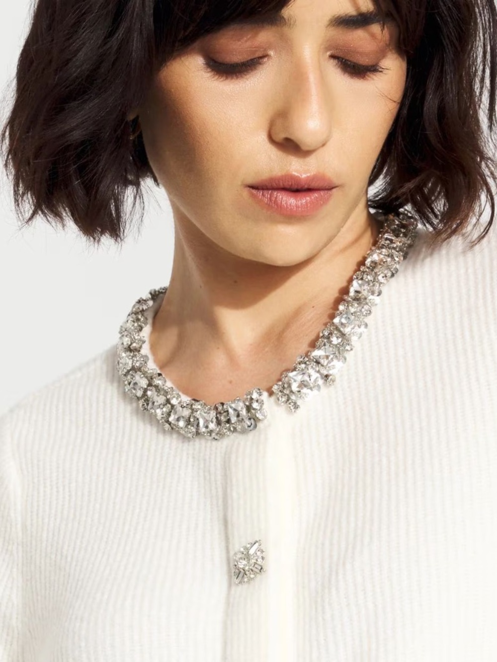 WHBM Embellished Button-Front Cardigan Sparkle Snap Buttons Size S NWT - Picture 2 of 8